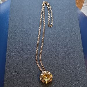 Avon Gold-Tone Yellow Crystal Sun Brilliants Pendant Necklace